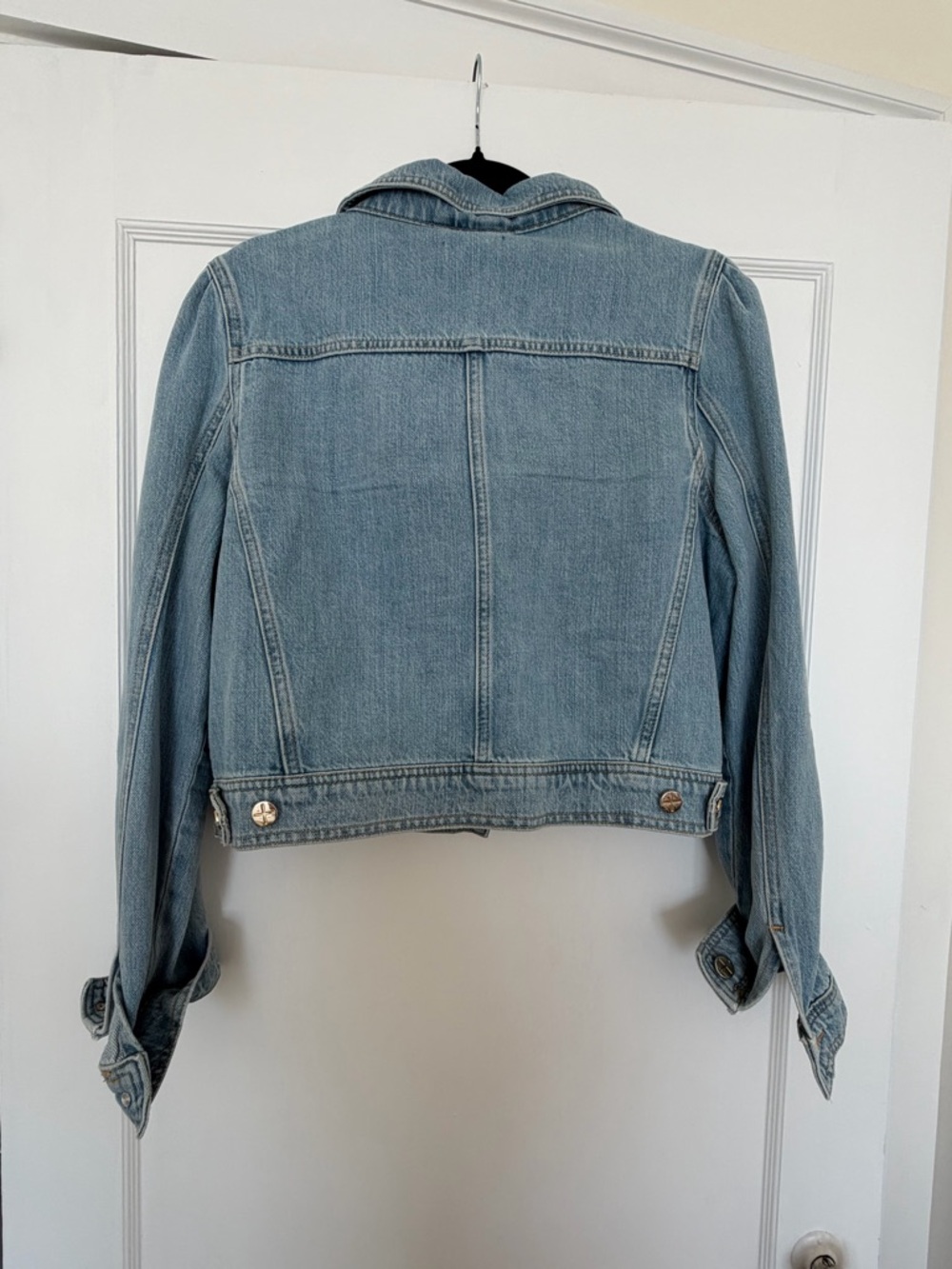 ME+EM Puff Sleeve Cropped Denim Jacket - Picture 3 of 4